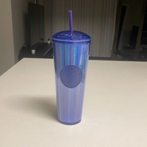 Blue and purple holographic Starbucks cup